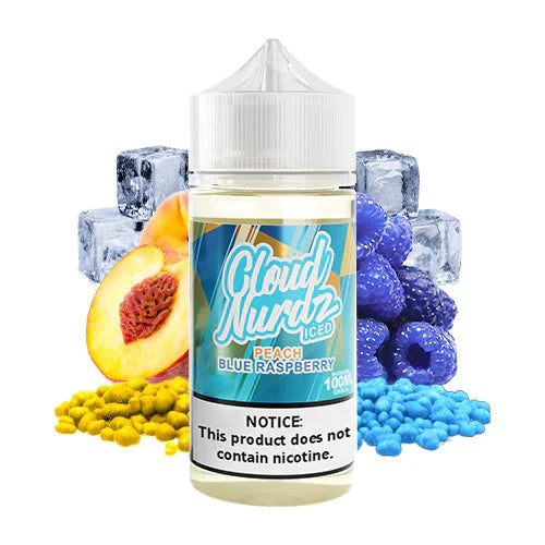 CLOUD NURDZ E-LIQUID PEACH BLUE RAZZ ICED - 100ML - Vape Land