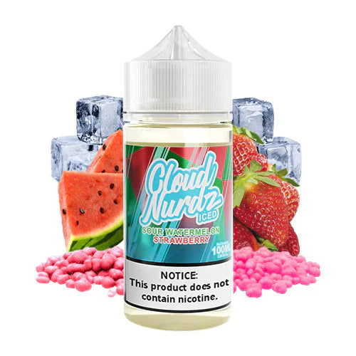 CLOUD NURDZ E-LIQUID ICED SOUR WATERMELON STRAWBERRY TFN - 100ML - Vape Land