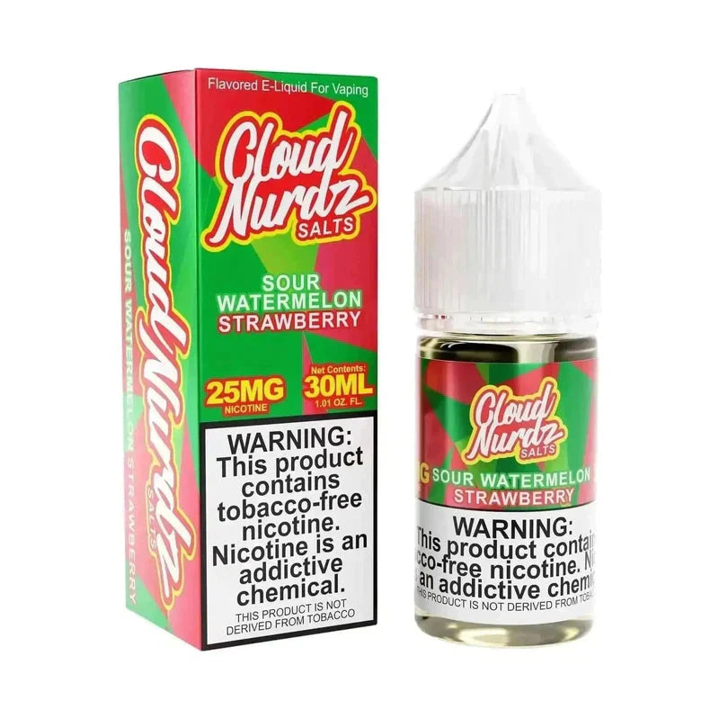 CLOUD NURDZ SALT SOUR WATERMELON STRAWBERRY TFN - 30ML - Vape Land