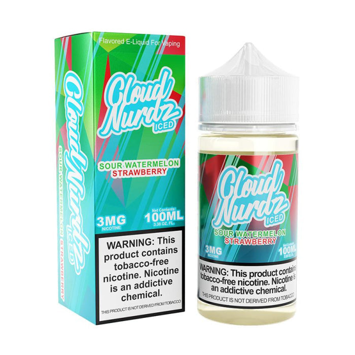 CLOUD NURDZ E-LIQUID ICED SOUR WATERMELON STRAWBERRY TFN - 100ML - Vape Land