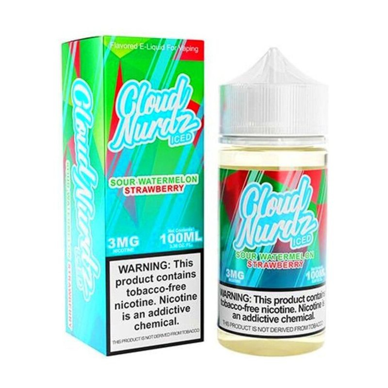 CLOUD NURDZ E-LIQUID ICED SOUR WATERMELON STRAWBERRY TFN - 100ML - Vape Land