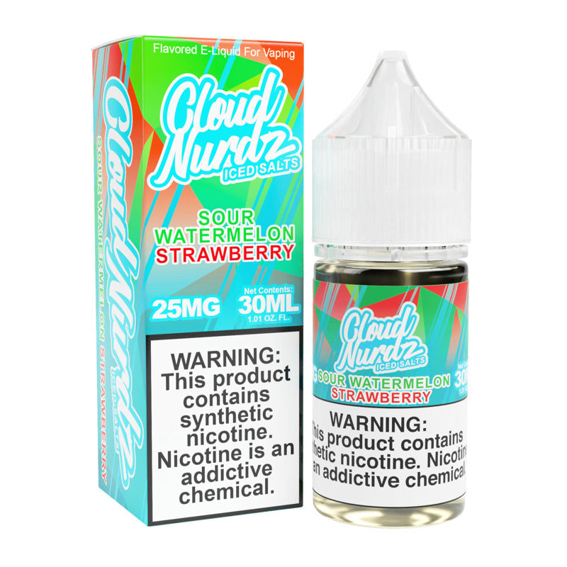 CLOUD NURDZ SALT SOUR WATERMELON STRAWBERRY ICE TFN - 30ML - Vape Land