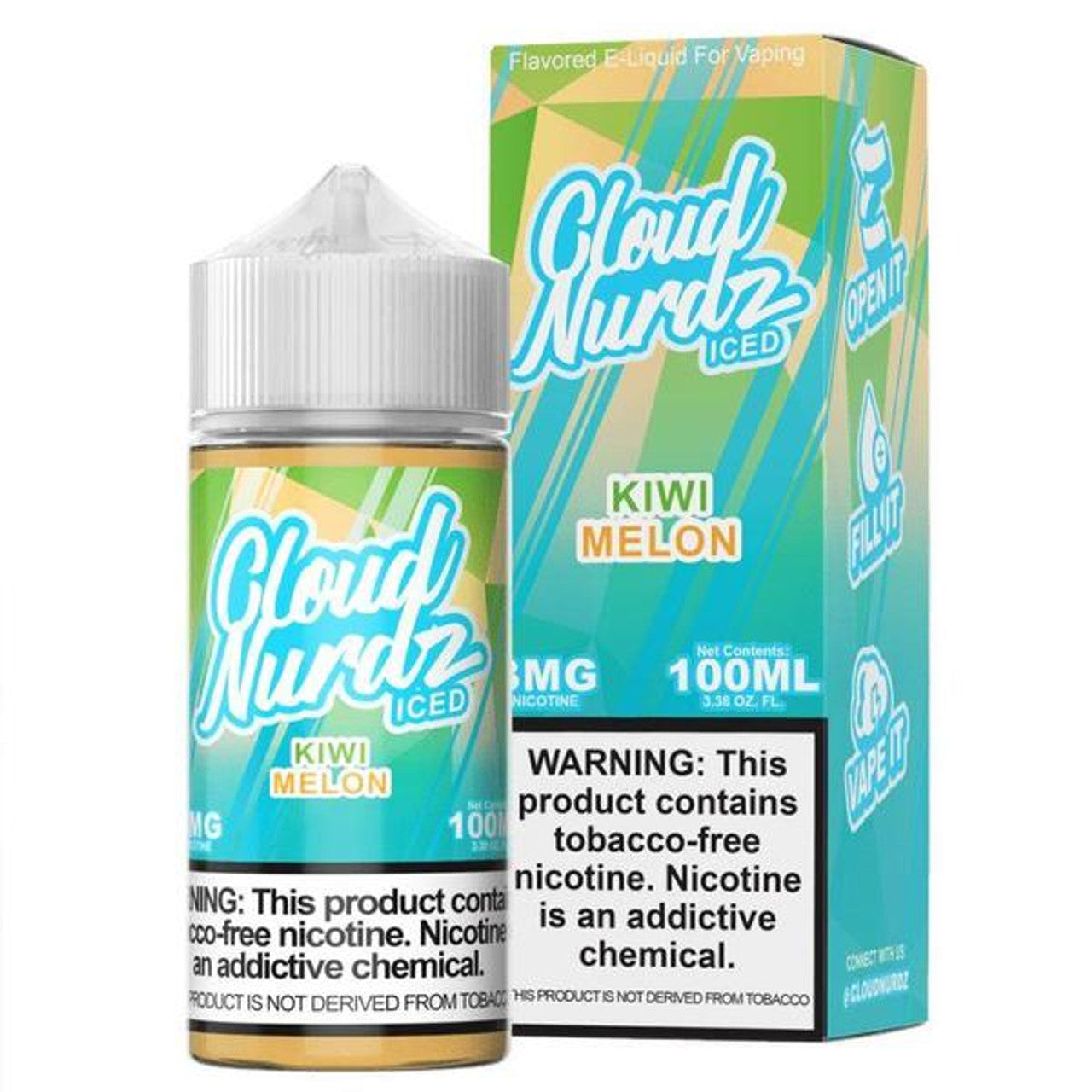 CLOUD NURDZ E-LIQUID KIWI MELON ICED - 100ML - Vape Land