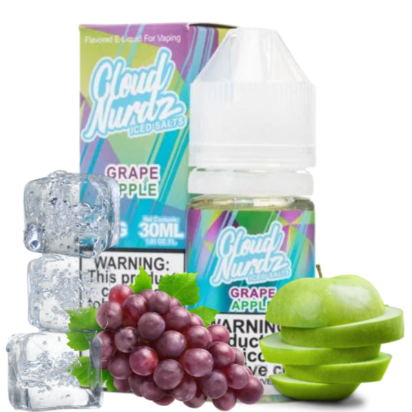 CLOUD NURDZ SALT ICED GRAPE APPLE - 30ML - Vape Land