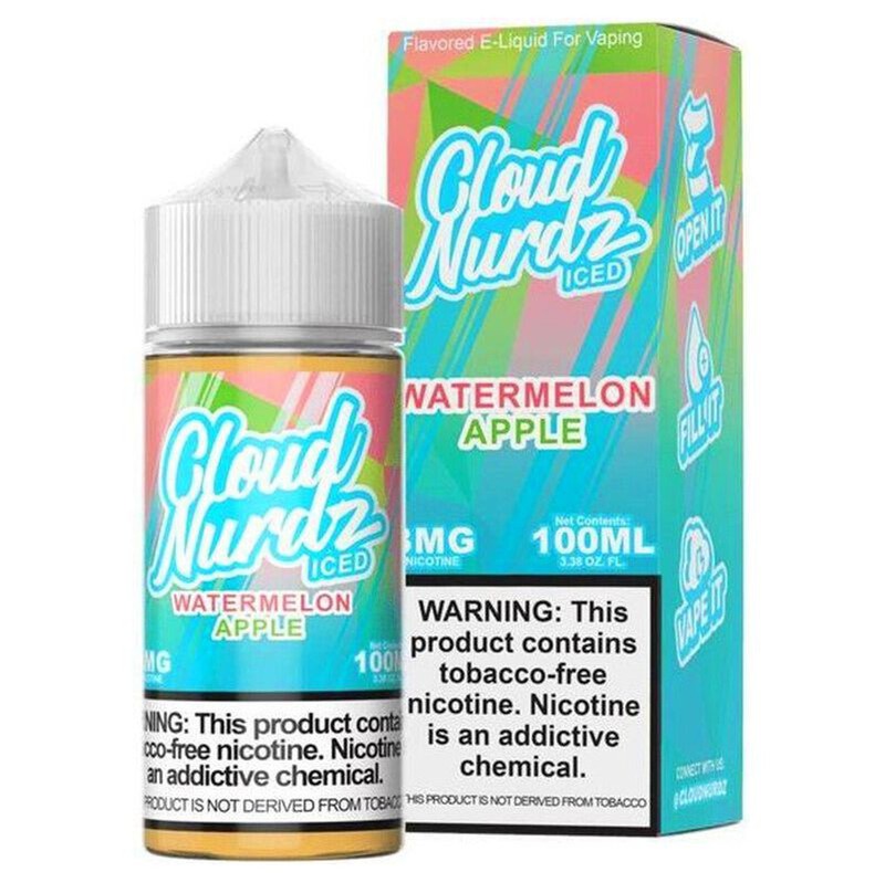 CLOUD NURDZ E-LIQUID ICED WATERMELON APPLE - 100ML - Vape Land